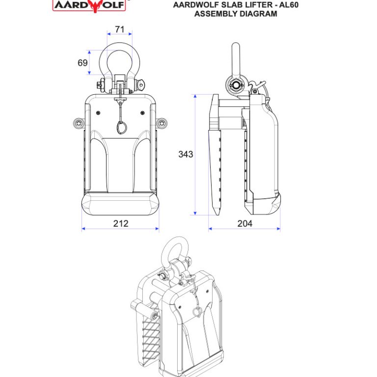 Aardwolf Slab Lifter AL60 Hard Rock Tool